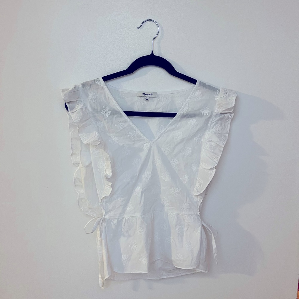 Madewell Side-Tie Ruffle Peplum Top